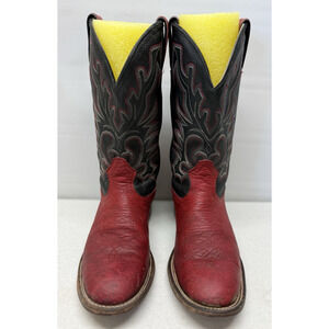BOULET Boots 2207 Red & Black Leather Mid-Calf Western Boots Mens Size 7